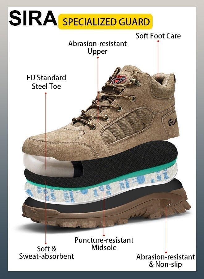 SIRA Men's Safety Work Shoes - Steel Toe Anti-slip Boots, Suitable for Construction Sites, Factories and Warehouses, Breathable & Comfortable Design, 3D Sole Pattern, Lightweight Protective Shoes, Ideal for Workers - Image 5